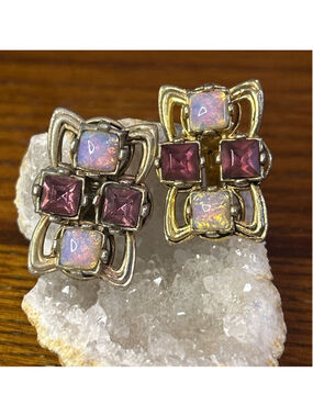 Women's Unbranded Gold & Purple faux Opal Clip-On Earrings